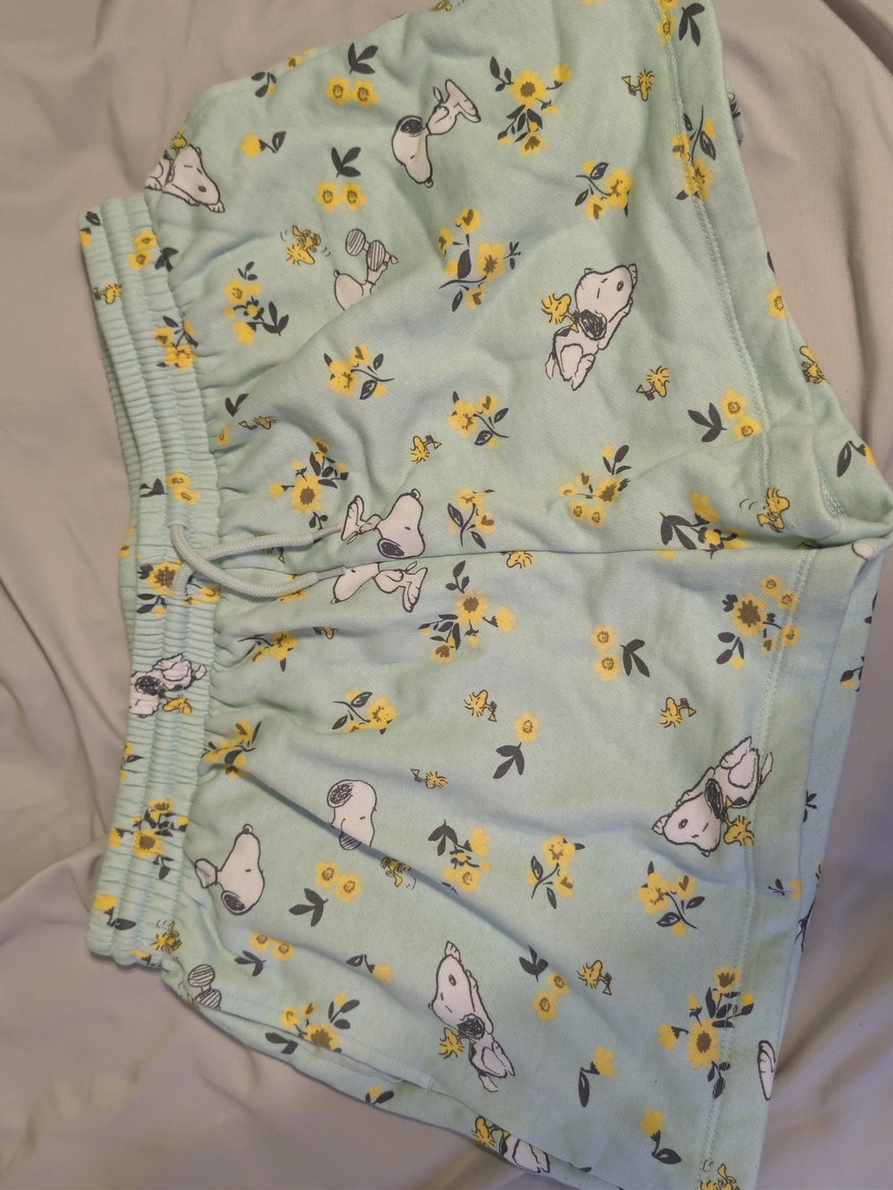 Kids Mint Green Snoopy Floral Pajama Shorts